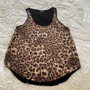 Express Sequin Leopard Tank Top Medium